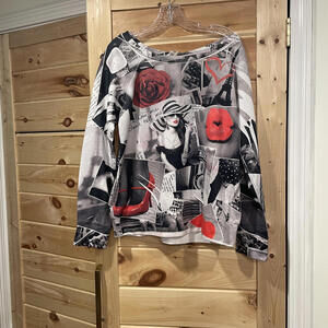 blush Women's Long Sleeve Graphic Top Size L